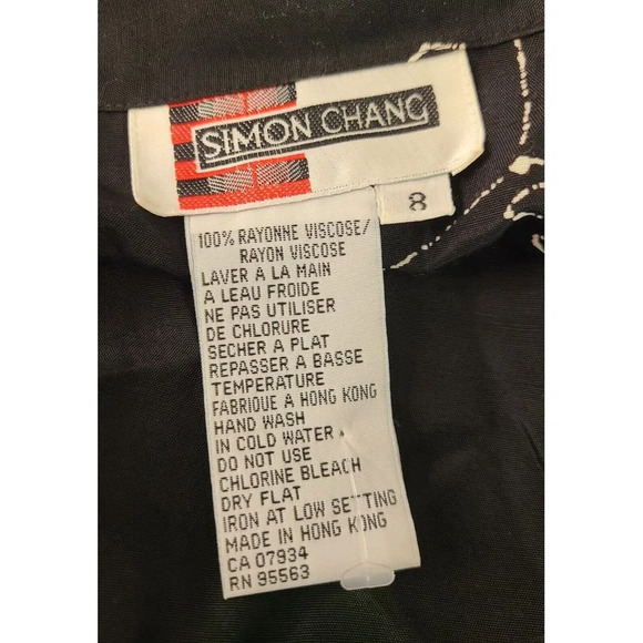 Vtg‎ Simon Chang Set Of Long Skirt And Button Up Top Black & White Casino Print - Picture 5 of 5